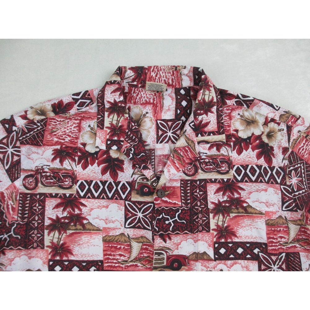 Royal Creations Shirt Mens Extra Large Red Floral Button‎ Up Hawaiian Beach - Picture 3 of 9